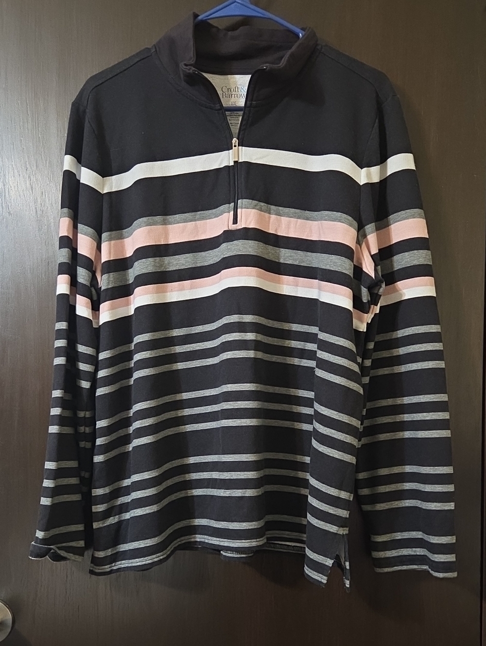Croft & Barrow ladies  top long sleeves black and pink stripes XXL